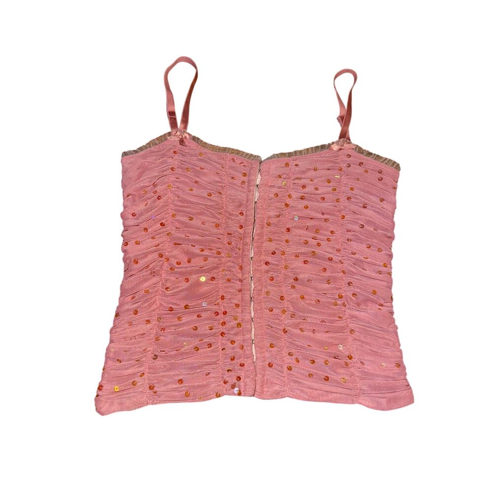 Y2K Yahoo Brand Aesthetic Camisole With Sequin and Ruched Detail
